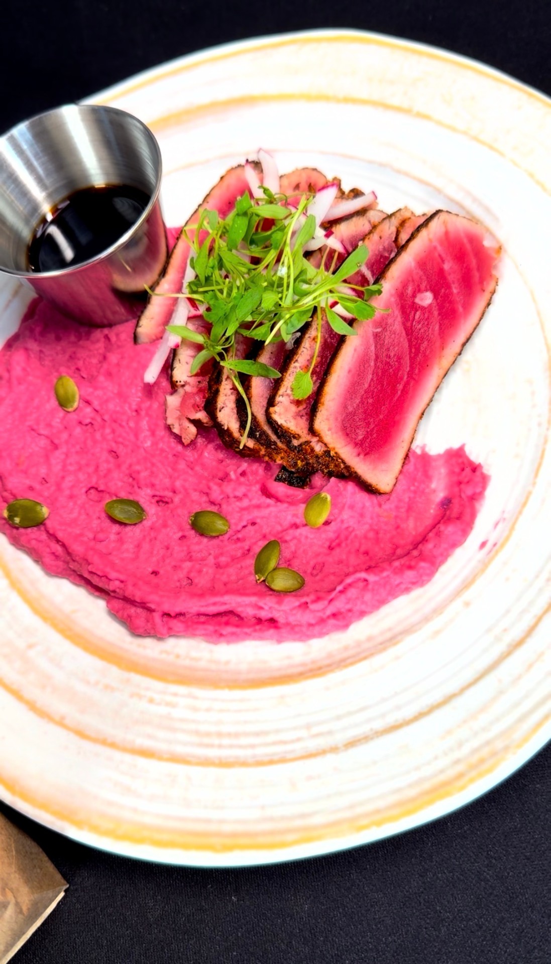 Seared Ahi · Beet Purée — Kitchen · Plating